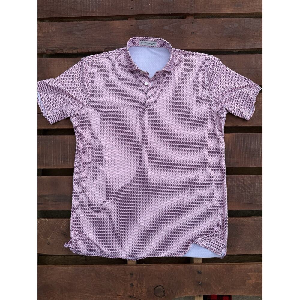 Holderness & Bourne Tailored Fit XL Golf Polo Wine Bottle Print Red White